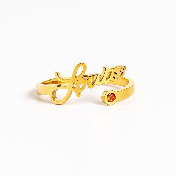 Birthstone First Name Ring