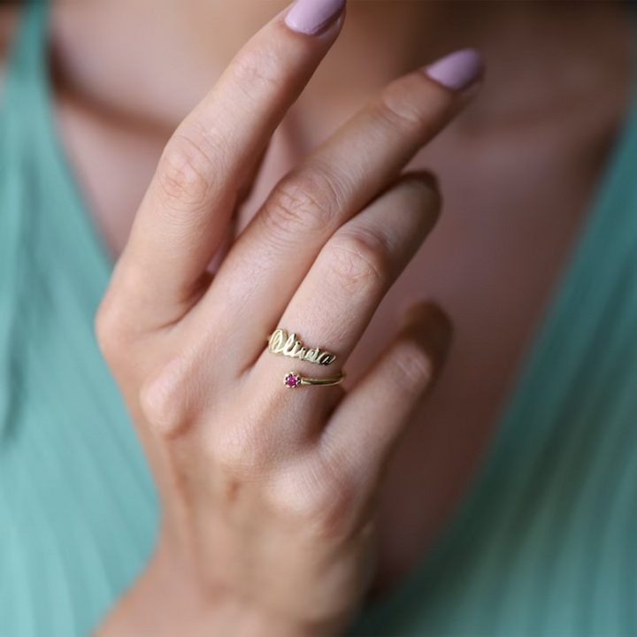 Anillo del nombre de la piedra de nacimiento